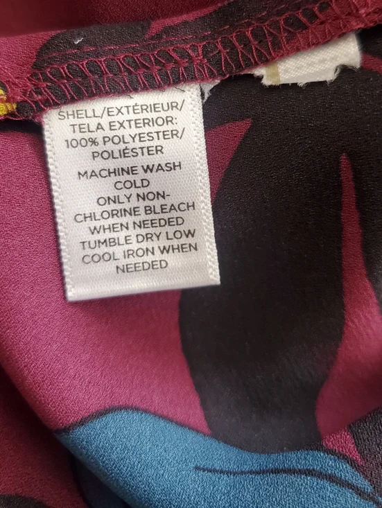 Loft Ann Taylor Flowy Tunic Blouse Long Sleeves Floral Plum Mulberry Wine Med - Picture 6 of 14